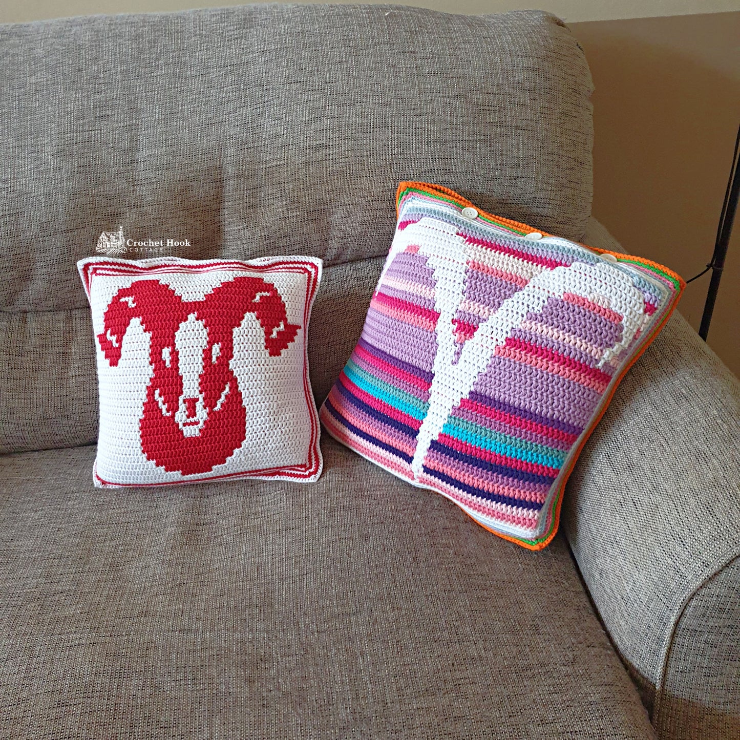 Crochet Pattern - Aries Cushion Cover - mosaic crochet pattern