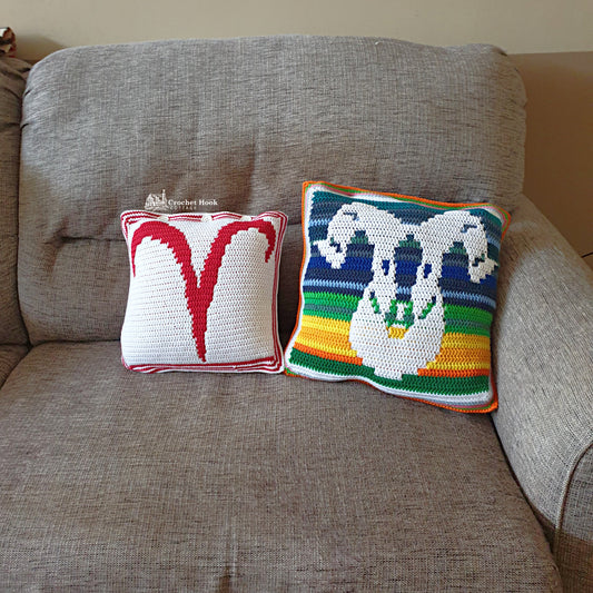 Crochet Pattern - Aries Cushion Cover - mosaic crochet pattern