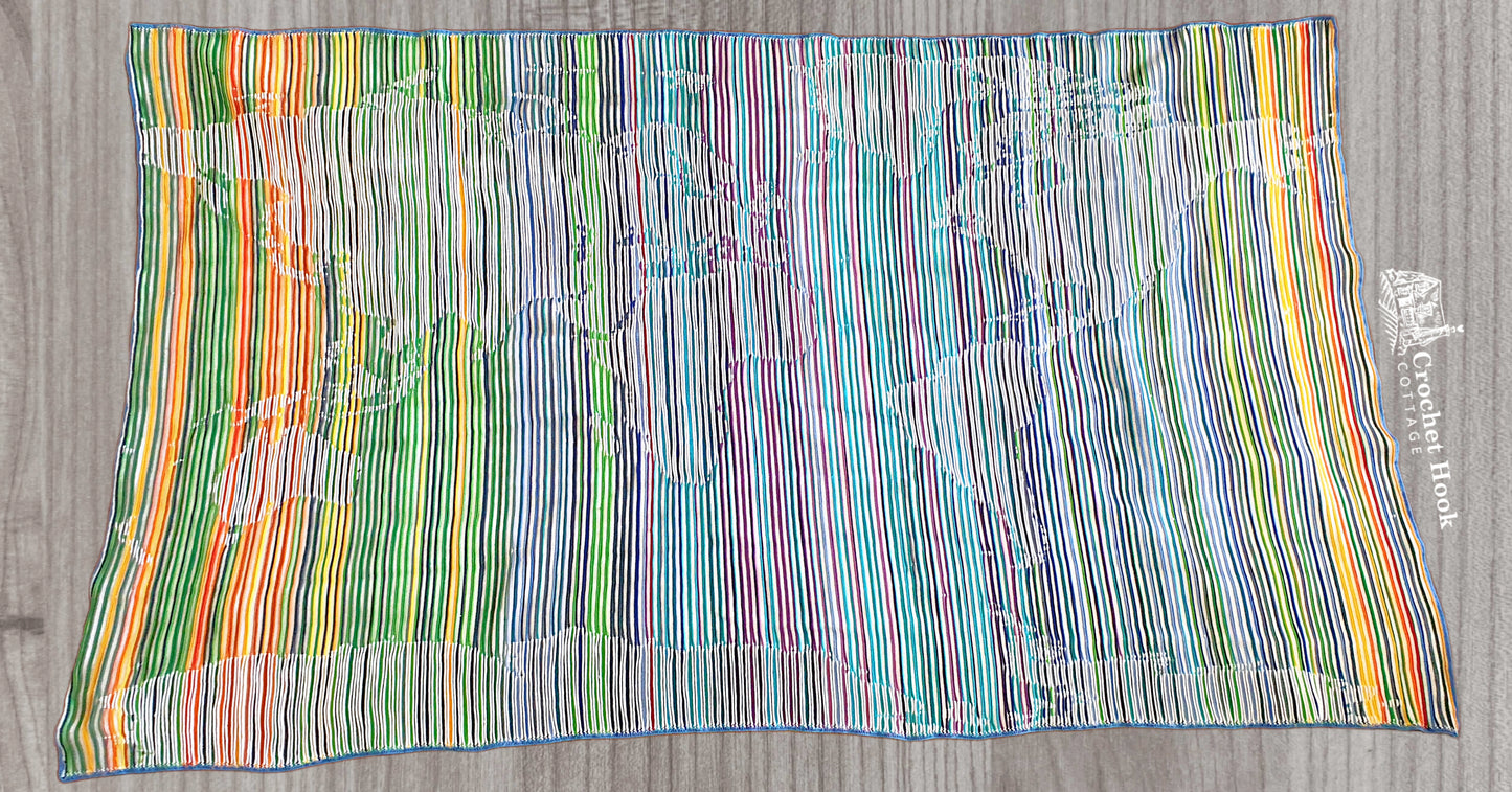 Crochet Pattern - Planet Earth Blanket in overlay mosaic crochet, temperature blanket pattern