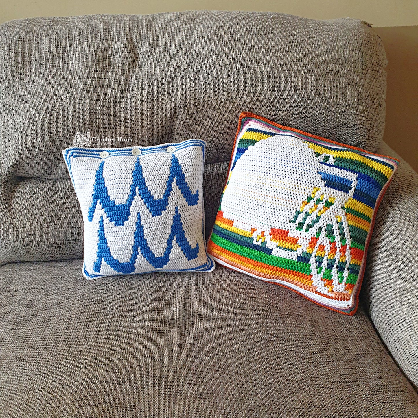 Crochet Pattern - Aquarius Cushion Cover - mosaic crochet pattern