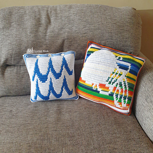 Crochet Pattern - Aquarius Cushion Cover - mosaic crochet pattern