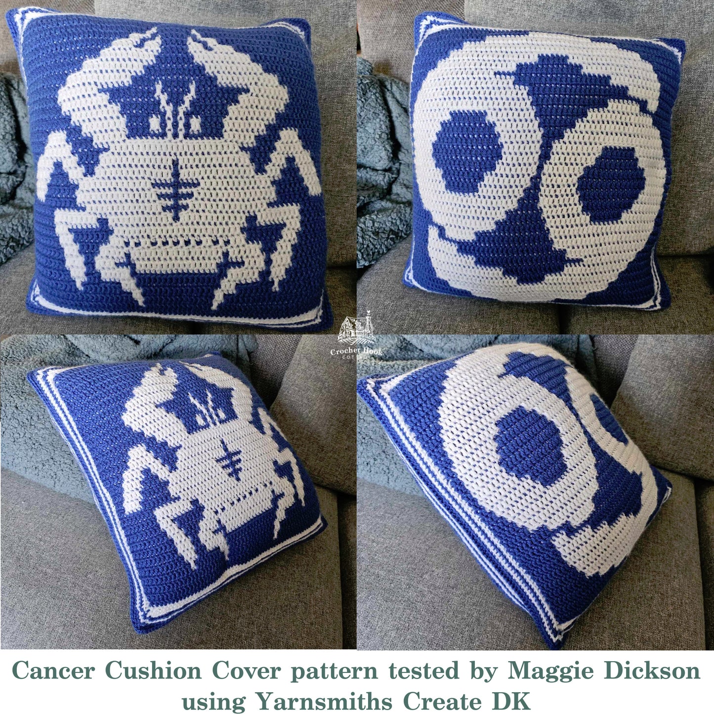 Crochet Pattern - Cancer Cushion Cover - mosaic crochet pattern