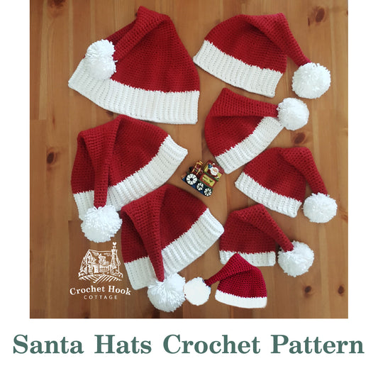 CROCHET PATTERN Santa Hat in eight different sizes