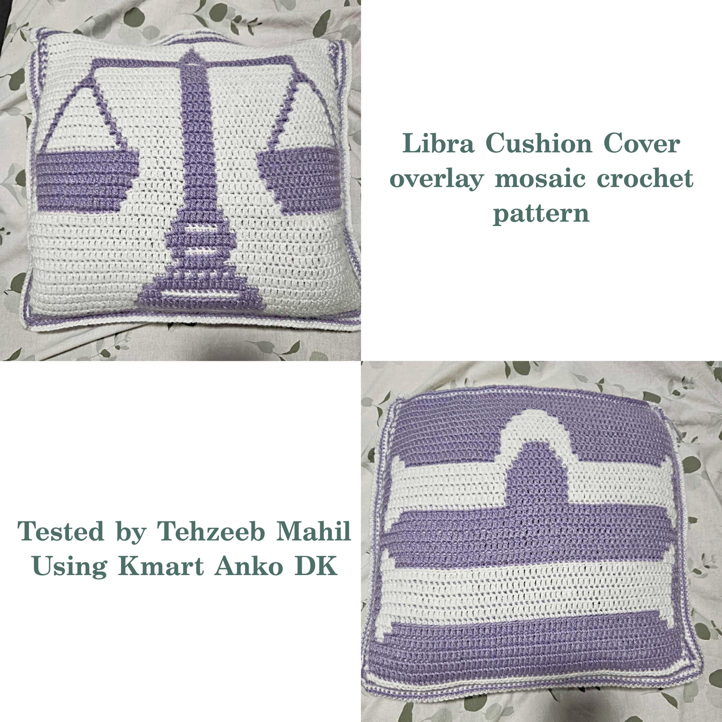 Crochet Pattern - Libra Cushion Cover - mosaic crochet pattern