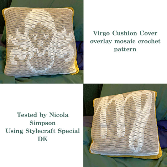 Crochet Pattern - Virgo Cushion Cover - mosaic crochet pattern