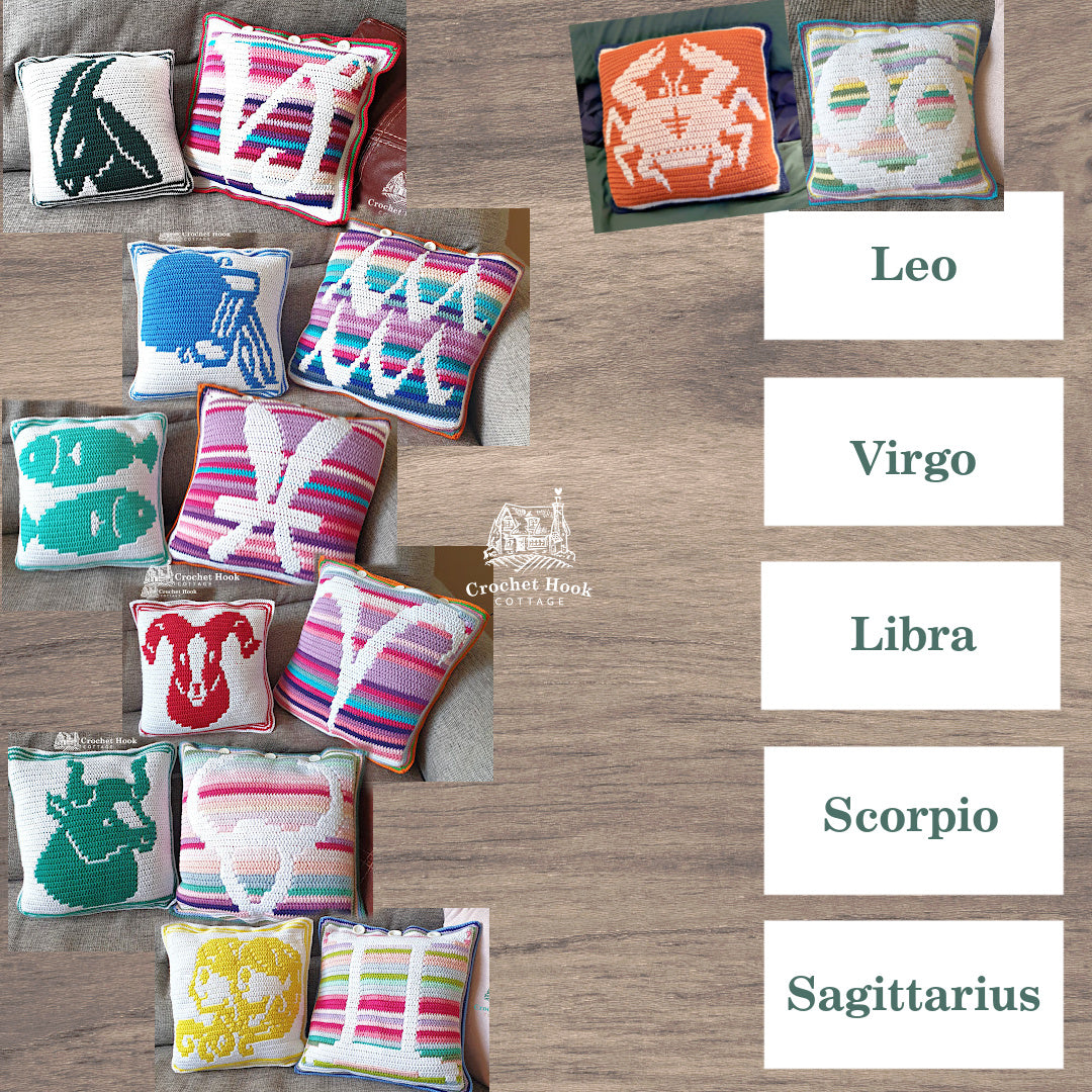 Crochet Pattern eBook- Zodiac Cushion Covers - set of 12