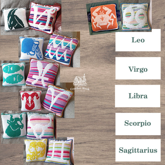 Crochet Pattern eBook- Zodiac Cushion Covers - set of 12