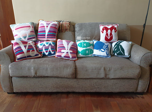 Crochet Pattern eBook- Zodiac Cushion Covers - set of 12