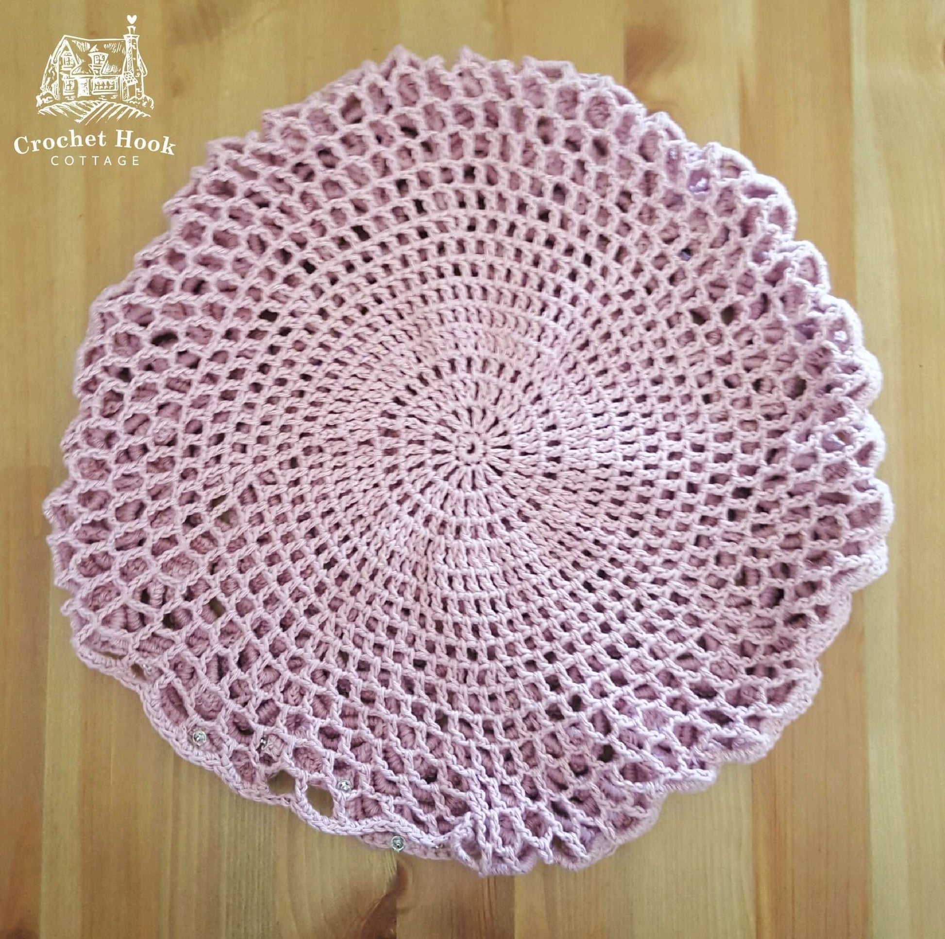 Light Rose Round Petal Cushion Cover - www.crochethookcottage.com