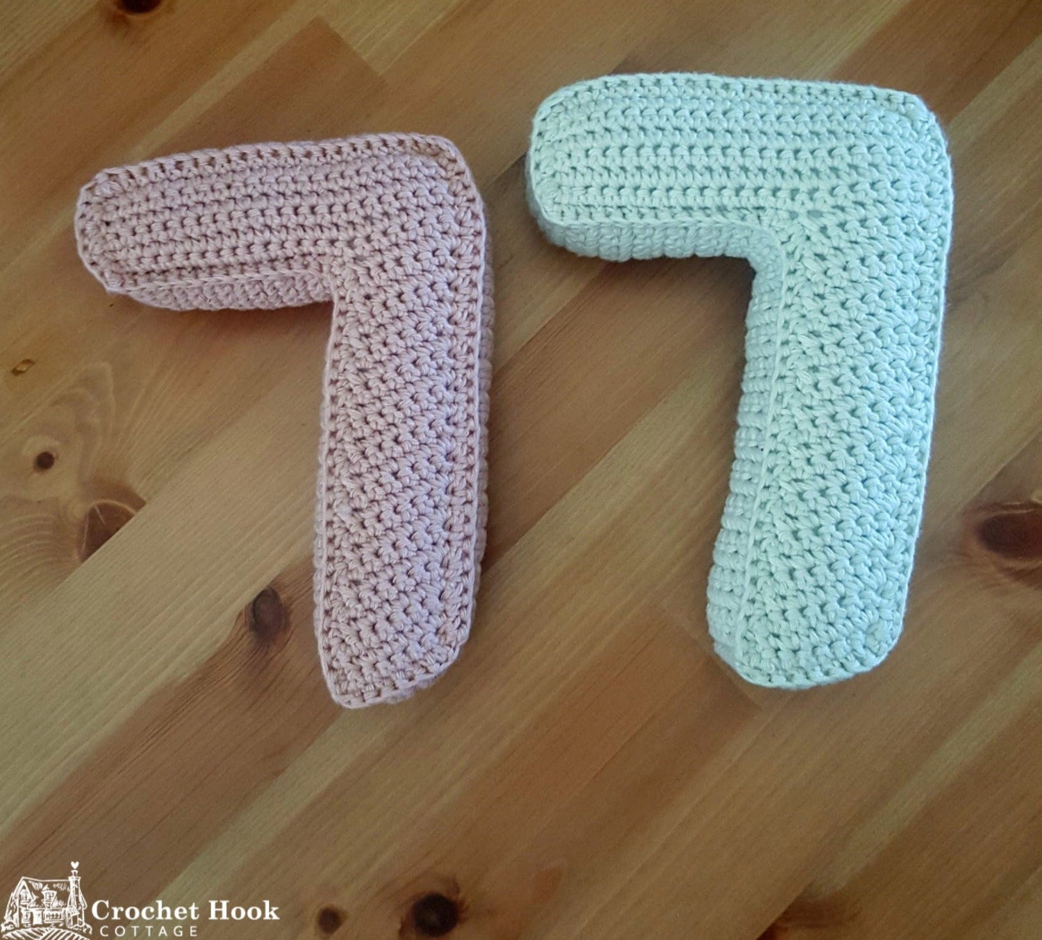 Number Seven, Crochet Numbers, 3D soft numerals - www.crochethookcottage.com